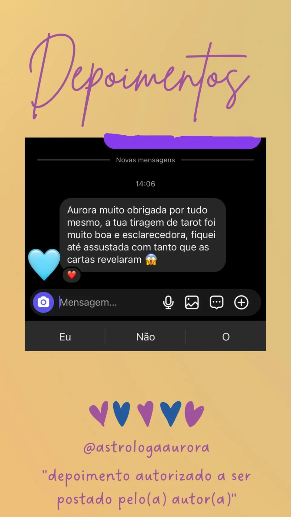 Print de conversa de depoimento de cliente, autorizado pela autora para divulgação