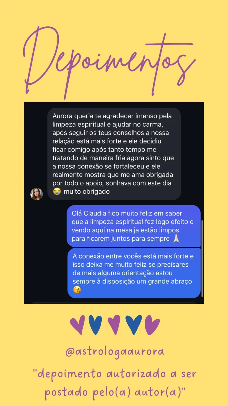 Print de conversa de depoimento de cliente, autorizado pela autora para divulgação