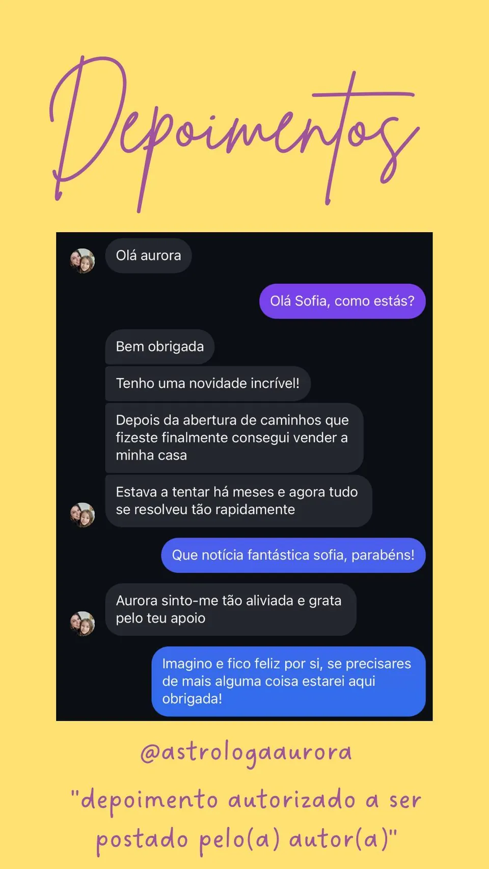 Print de conversa de depoimento de cliente, autorizado pela autora para divulgação