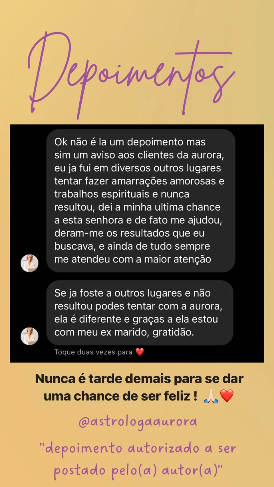 Print de conversa de depoimento de cliente, autorizado pela autora para divulgação