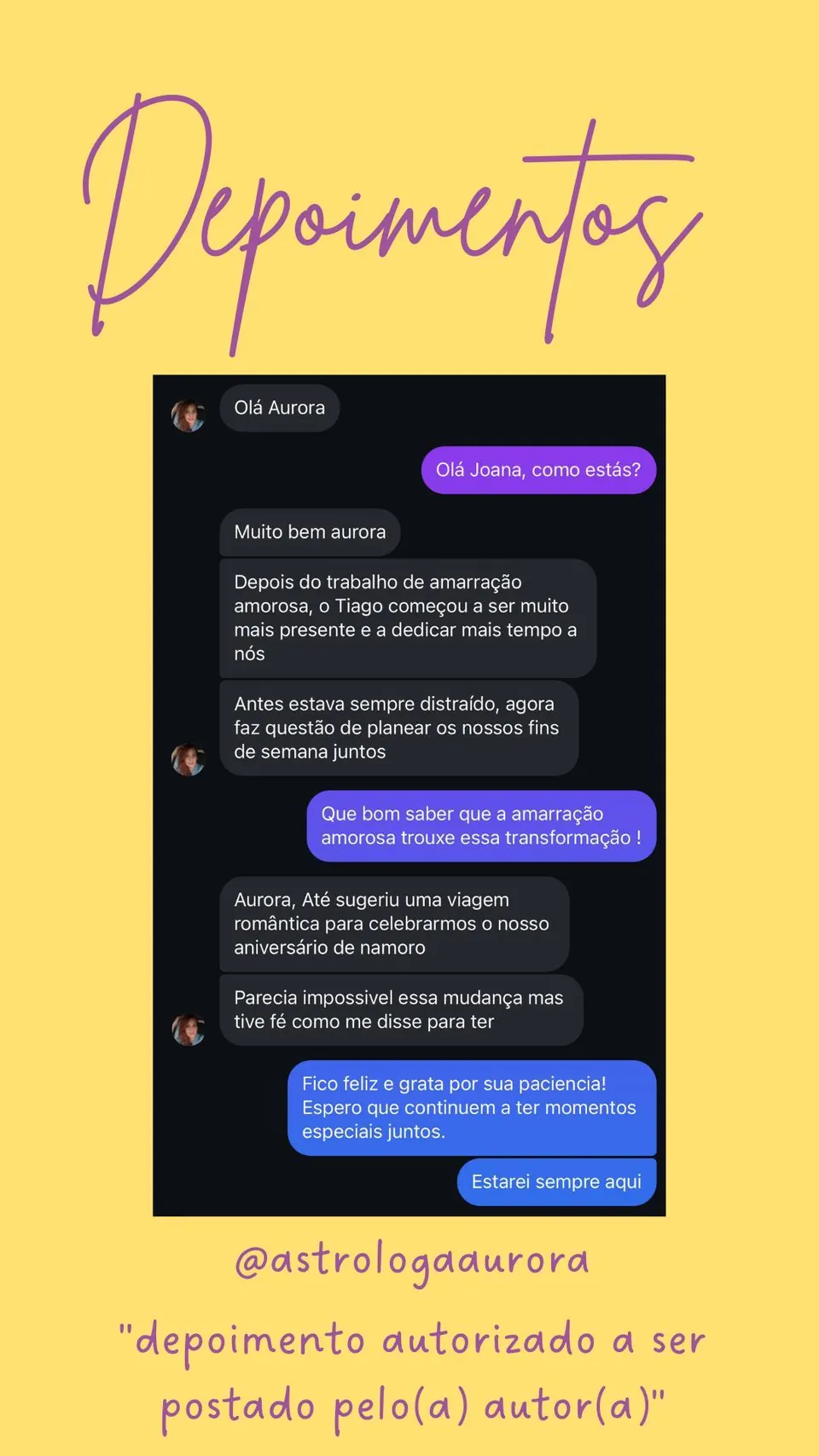 Print de conversa de depoimento de cliente, autorizado pela autora para divulgação