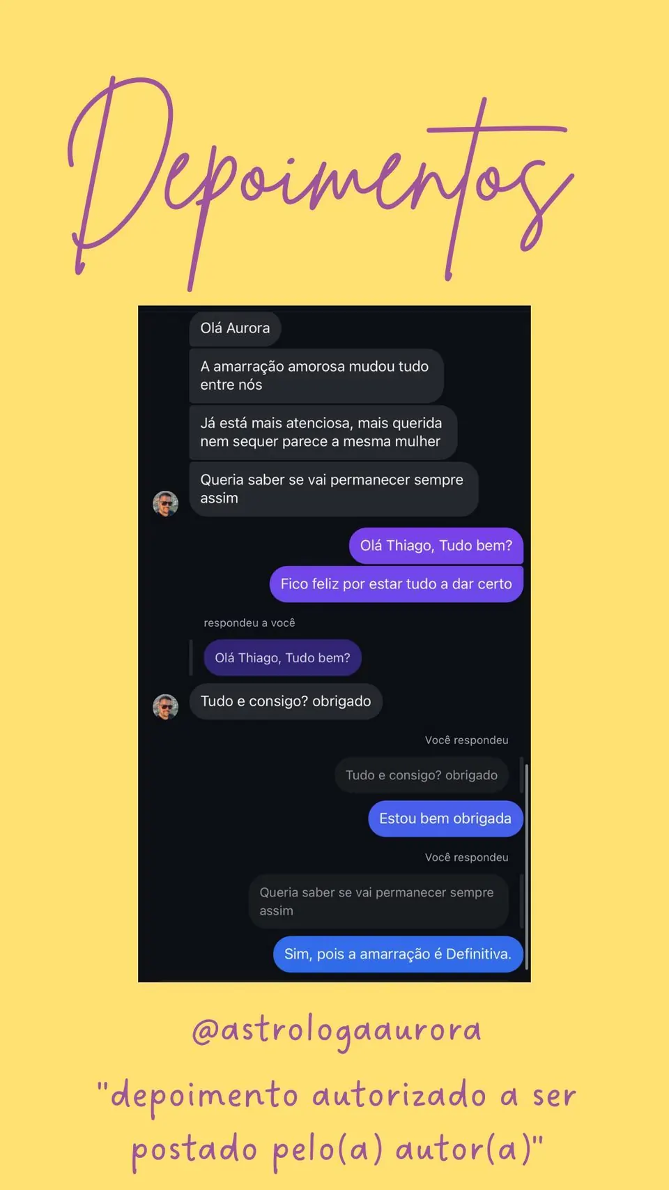 Print de conversa de depoimento de cliente, autorizado pela autora para divulgação