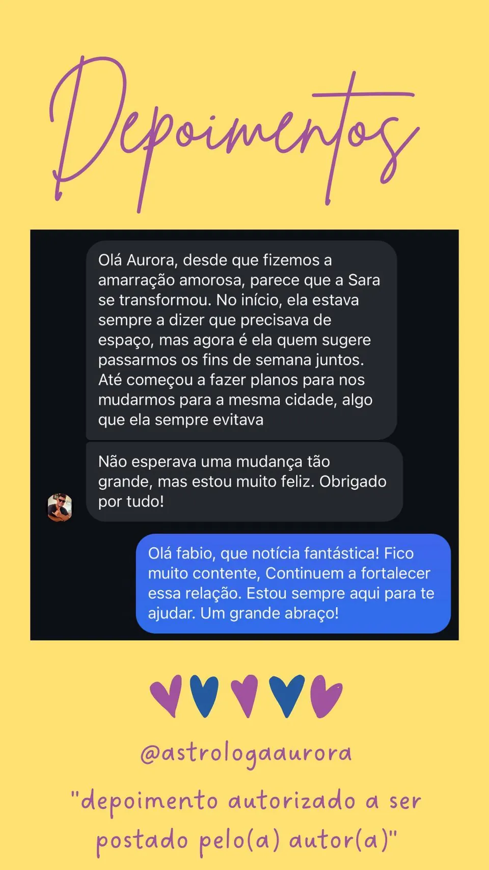 Print de conversa de depoimento de cliente, autorizado pela autora para divulgação