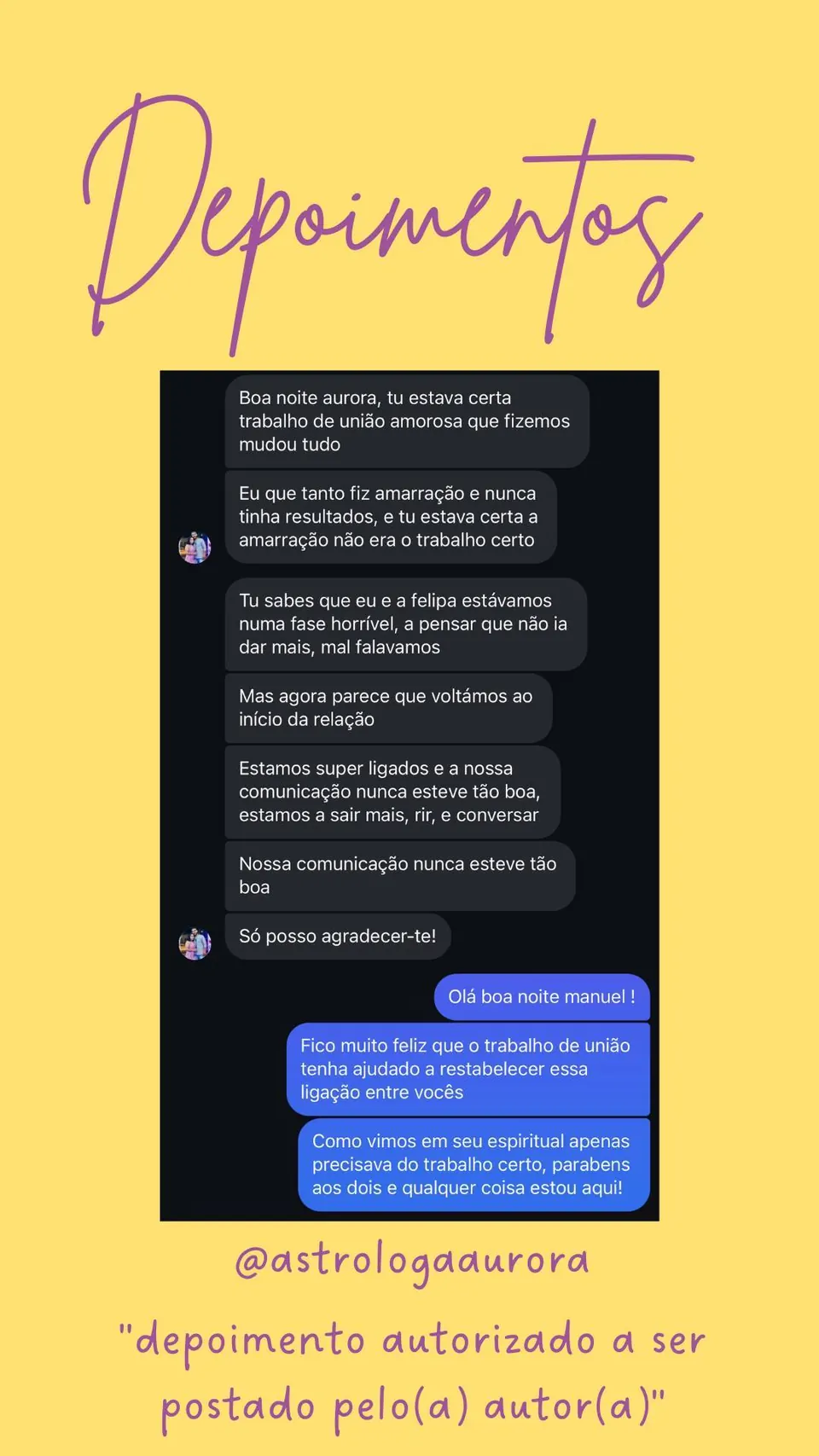 Print de conversa de depoimento de cliente, autorizado pela autora para divulgação