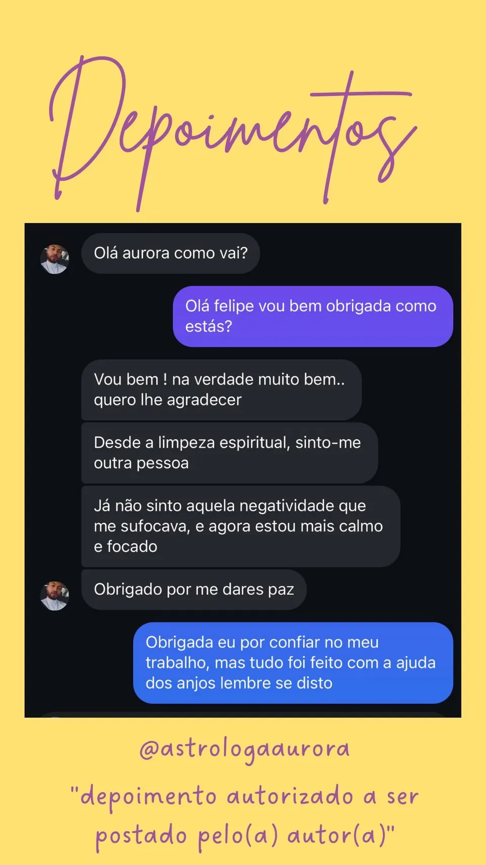 Print de conversa de depoimento de cliente, autorizado pela autora para divulgação