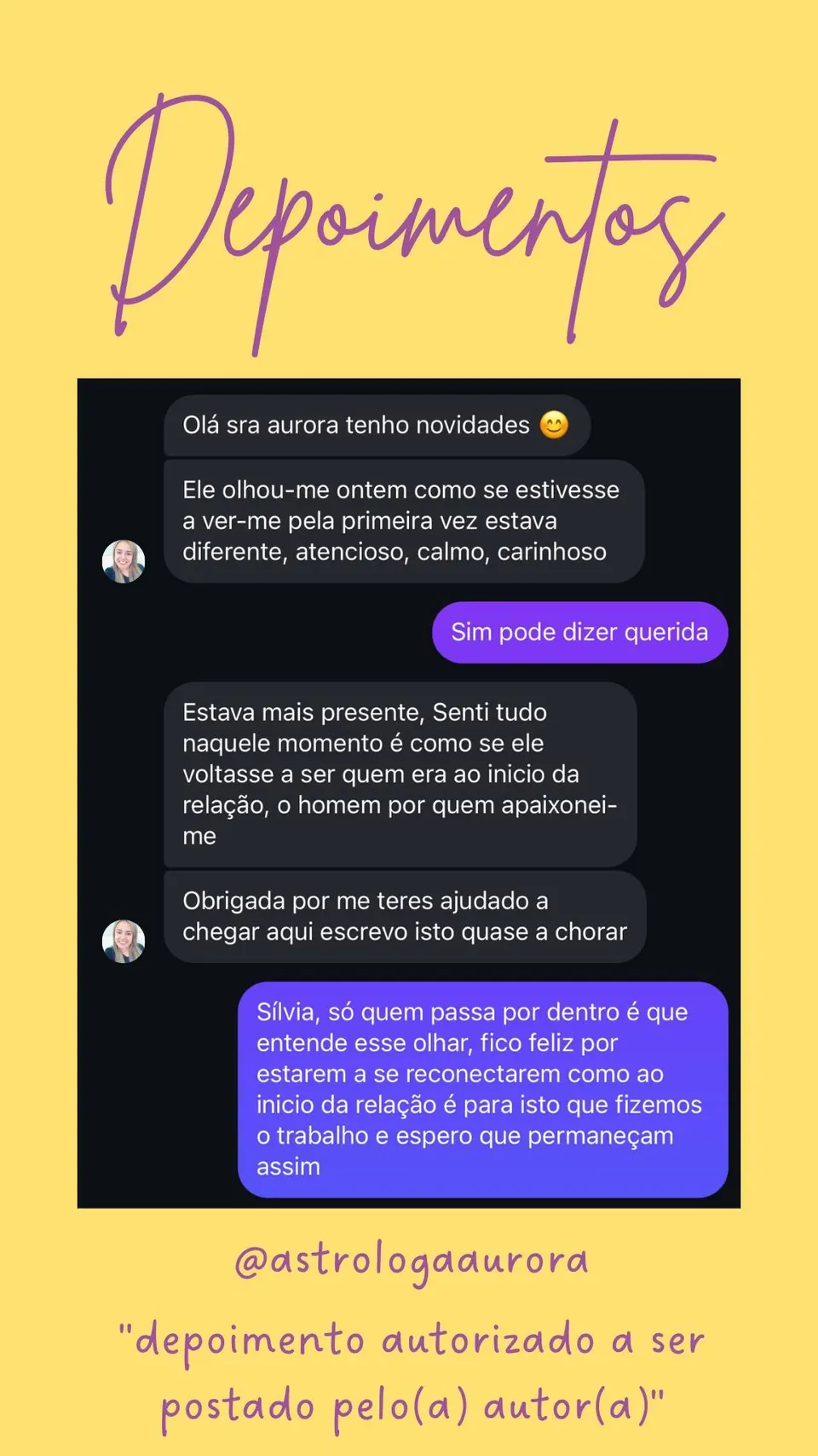 Print de conversa de depoimento de cliente, autorizado pela autora para divulgação