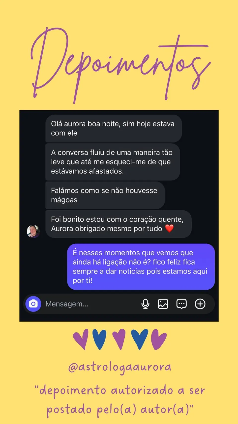 Print de conversa de depoimento de cliente, autorizado pela autora para divulgação